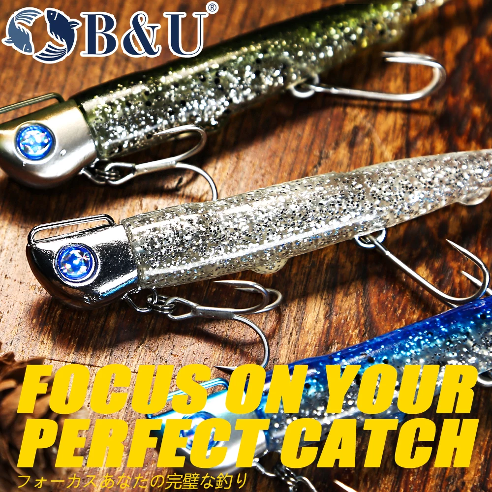 B & U SAND EEL 33G agua salada suave señuelo de pesca cola Jig Head gancho Minnow cebo Artificial lubina Swimbait aparejos - imagen 3