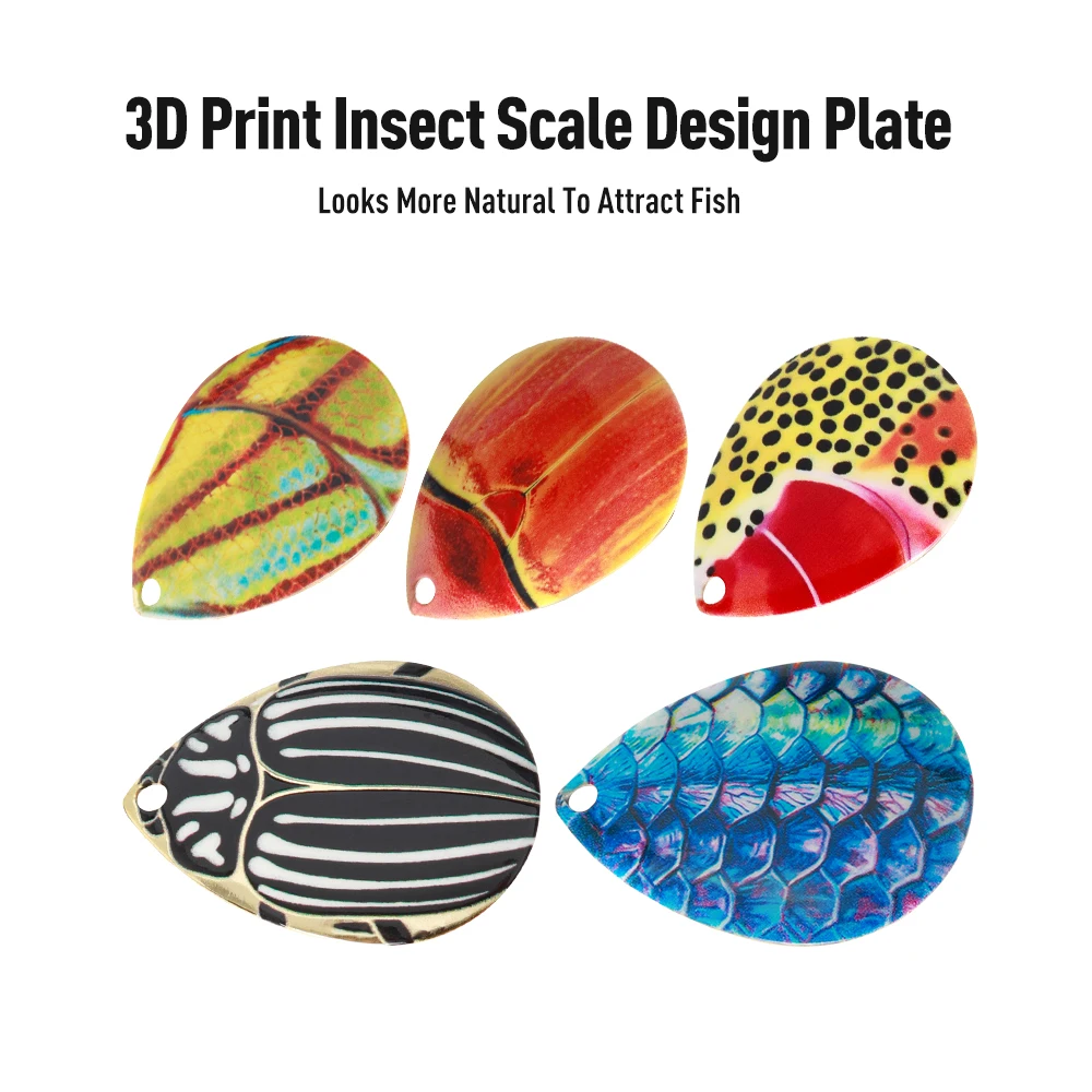 Kingdom Spinner Bait 5 unids/caja cuchara de Metal con anzuelo triple de plumas cebo de lentejuelas de Metal giratorio señuelo de pesca de Lucio Artificial - imagen 4