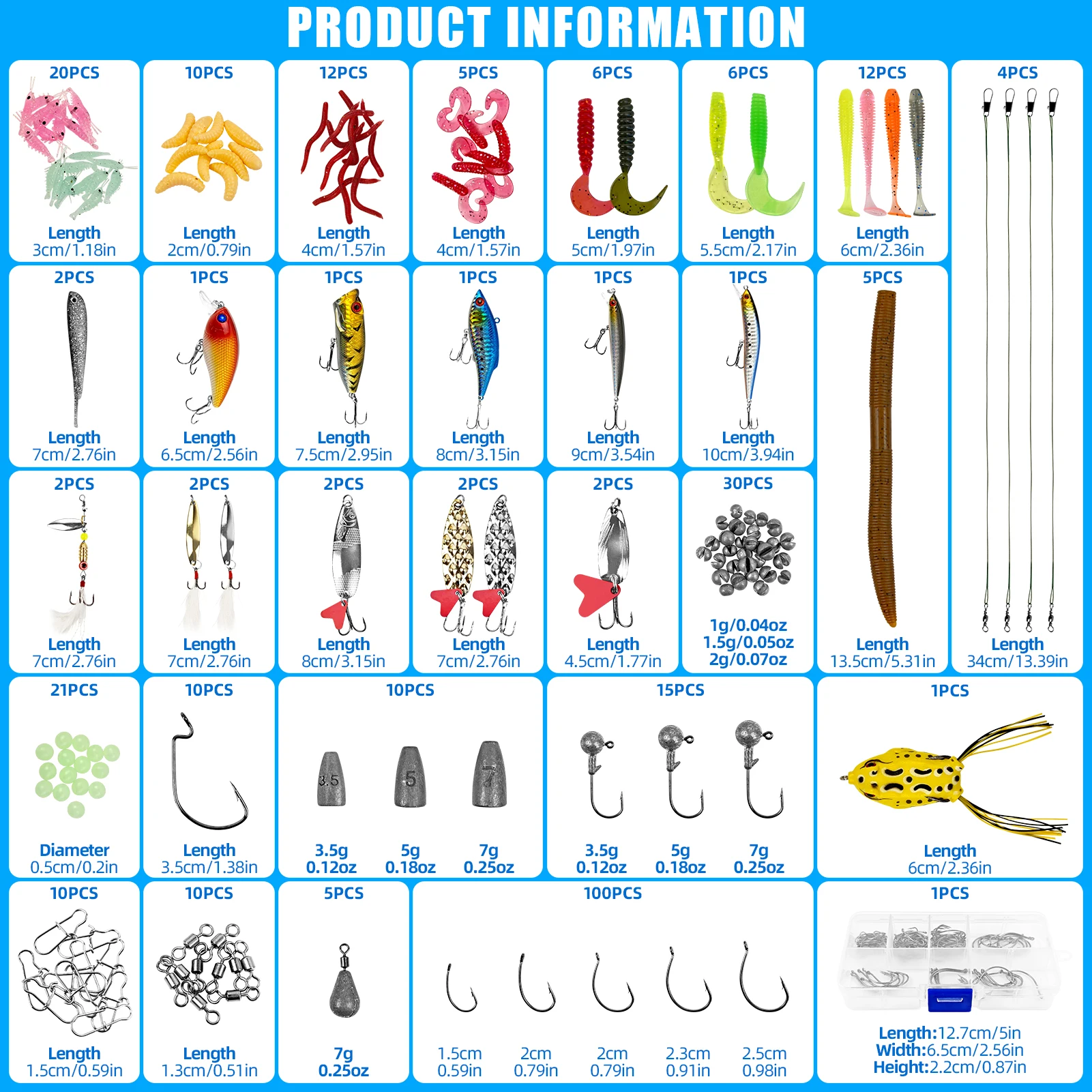 Kit de pesca Free Fisher con vinilos, cucharillas y plomos - imagen 2