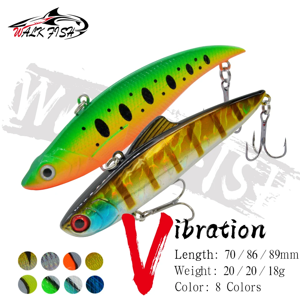 WALK FISH-señuelo de pesca que se hunde VIB, Wobbler de plástico sólido duro, vibración de trucha, Lucio, cebo de hielo Artificial de invierno, 18g, 20g