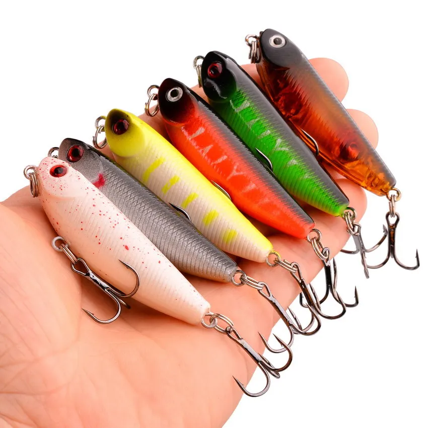1 Uds. Señuelo de Pesca, buen cebo tipo lápiz, anzuelos triples, 6 colores, Señuelos de Pesca artificiales realistas, Crankbait Wobbler, aparejos de Pesca - imagen 3