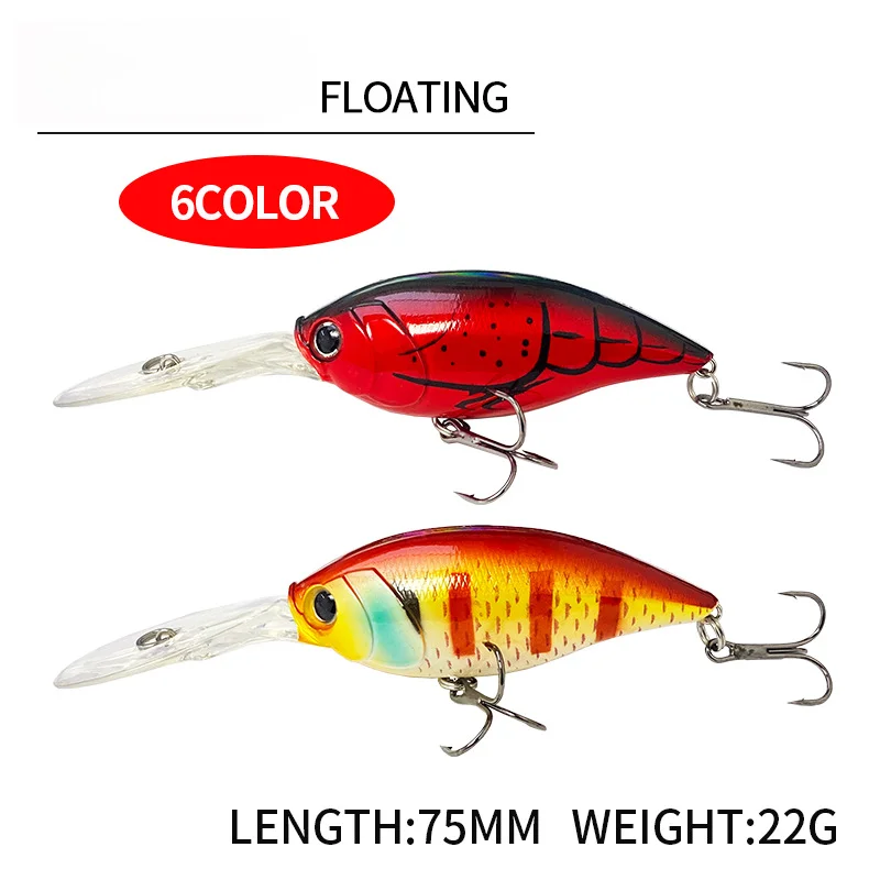 Señuelo de pesca Luya, cebo flotante de roca gordito, 75mm/22,5g, pesca en mar dulce, perca, pez mandarín - imagen 2