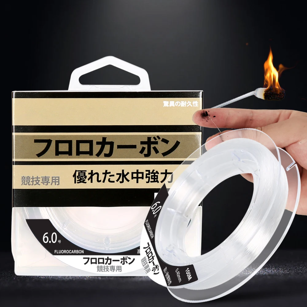 Línea de pesca de fluorocarbono 99% de carbono de 100M, fuerte ocultación, línea de pesca súper potente de alta calidad para pesca al aire libre, nuevo - imagen 2