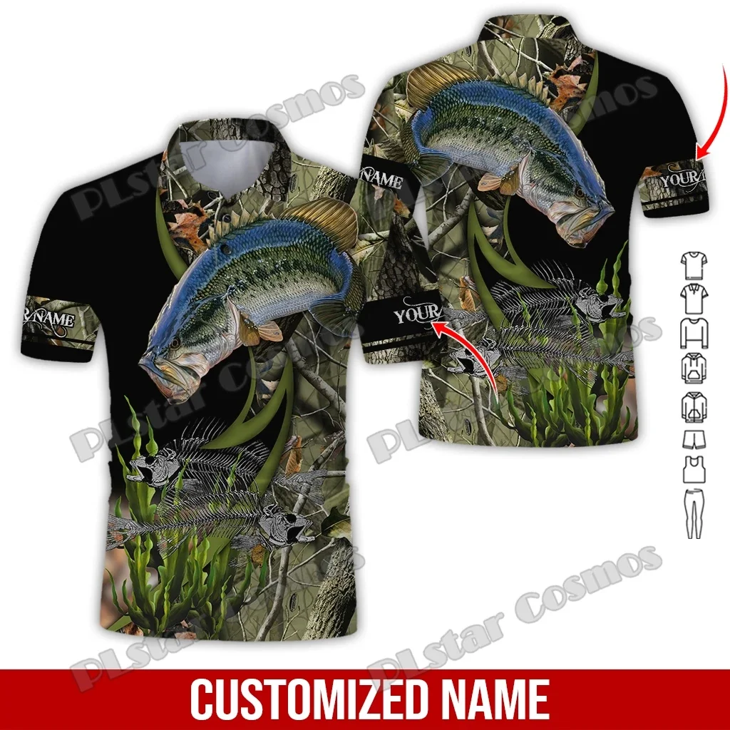 PLstar Cosmos nombre personalizado pesca atún 3D completamente impreso hombres polos moda pantalón corto casual camisa de manga PLP13 - imagen 5