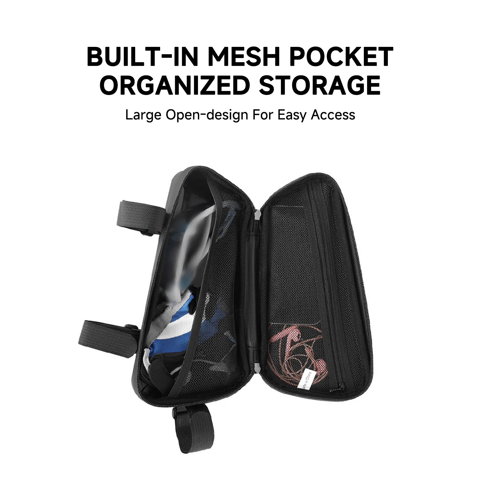 Bolsa triangular para cuadro de bicicleta Exterior duro para montar en montaña con almacenamiento de tubo superior y bolsa para cuadro triangular de bicicleta con fijación de tres puntos - imagen 4