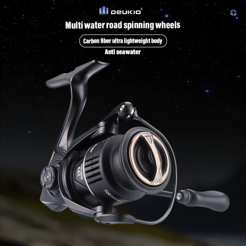 Carrete de pesca giratorio ligero negro 6 + 1 bola 8kg arrastre cuerpo de fibra de carbono Anti agua de mar para bobina de pesca de agua dulce de agua salada - imagen 4