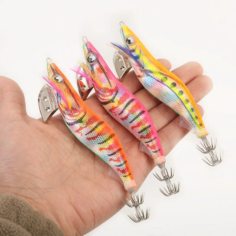 Cebo de calamar luminoso de camarón de madera con cabeza de plomo, anzuelo de Pesca de Mar de hundimiento lento, 2,5, 3,0, 3,5, nuevo - imagen 4