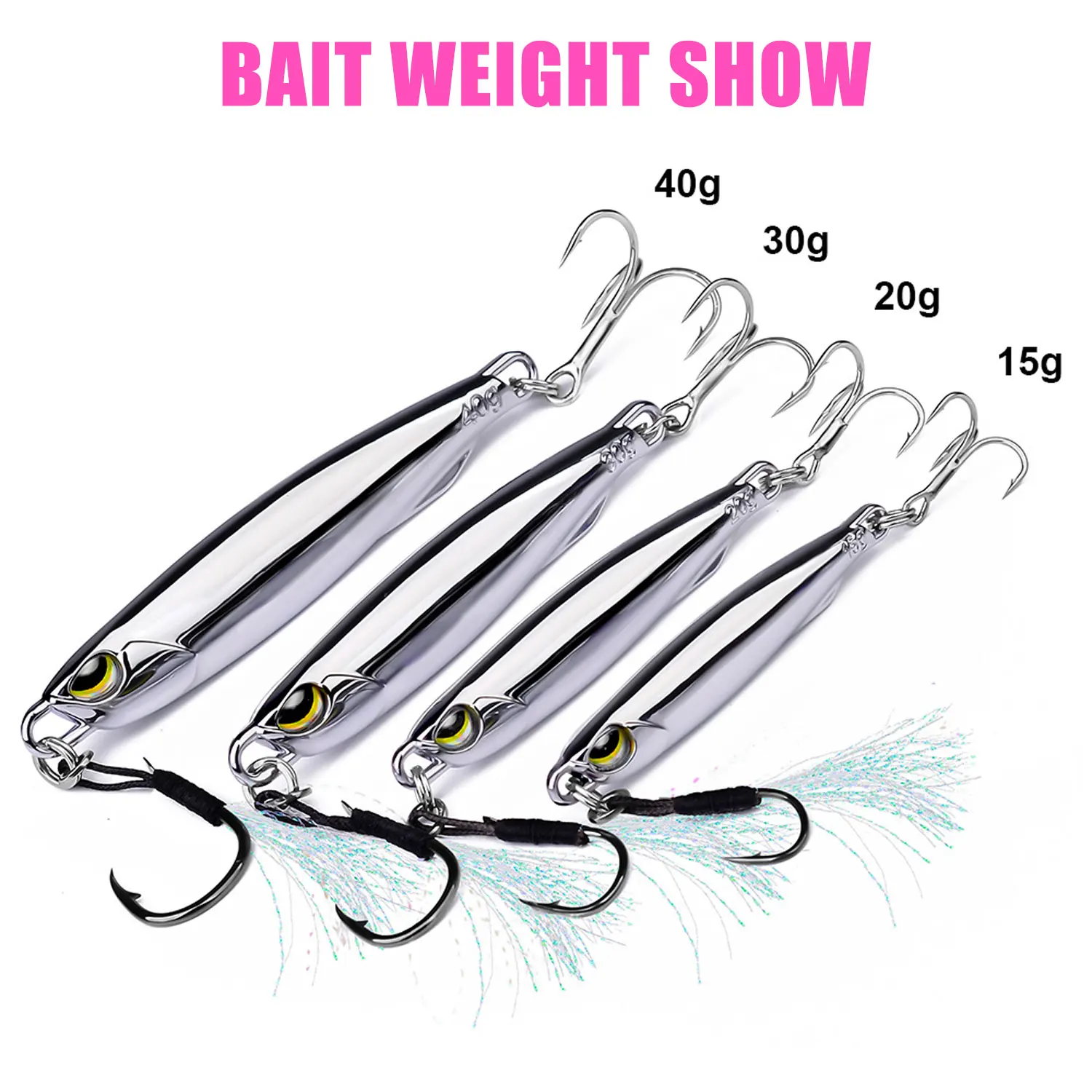 Señuelo de pesca de plantilla de espejo de fundición larga 15g 20g 30g 40g cebos duros artificiales de hundimiento aparejos Peche para Lucio pez Leurre Angeln - imagen 5