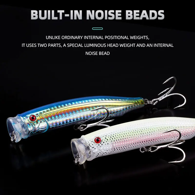 Señuelo de pesca Magic Works Popper Topwater, 30g, 120mm, Wobbler grande, cebo duro Artificial para Lucio, atún, superficie de mar - imagen 4