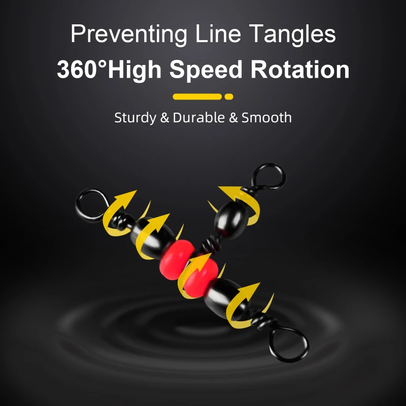 Conector de pesca giratorio de tres vías, anillo a presión con cuentas para línea de señuelo de anzuelo, accesorios de pesca, 100 unids/set - imagen 4
