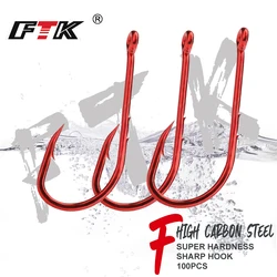 FTK Anzuelo Baitholder para carpa acero carbono, doble púa, rojo