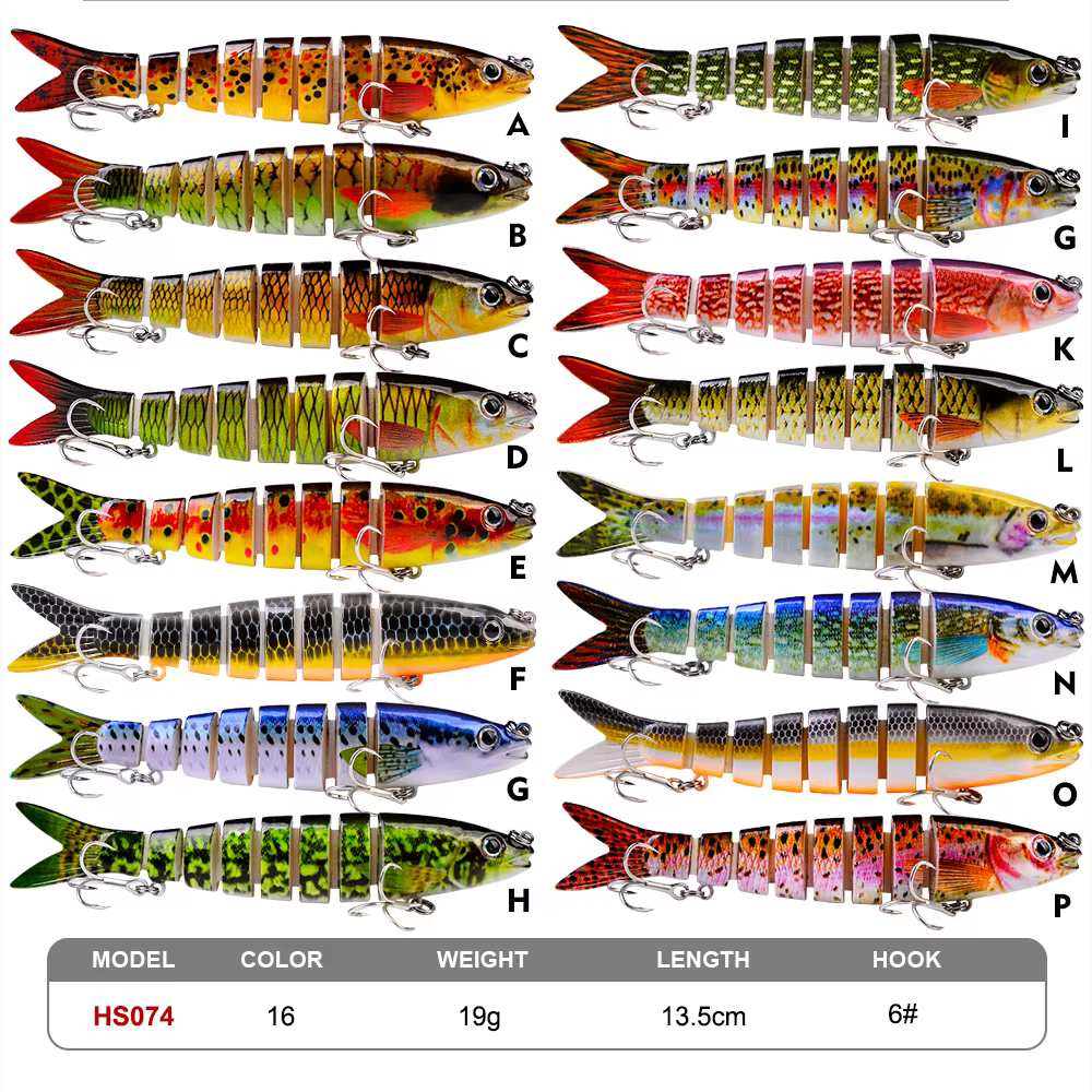 Proberos Swimbait articulado 8 segmentos – Señuelo duro para lubina - imagen 3