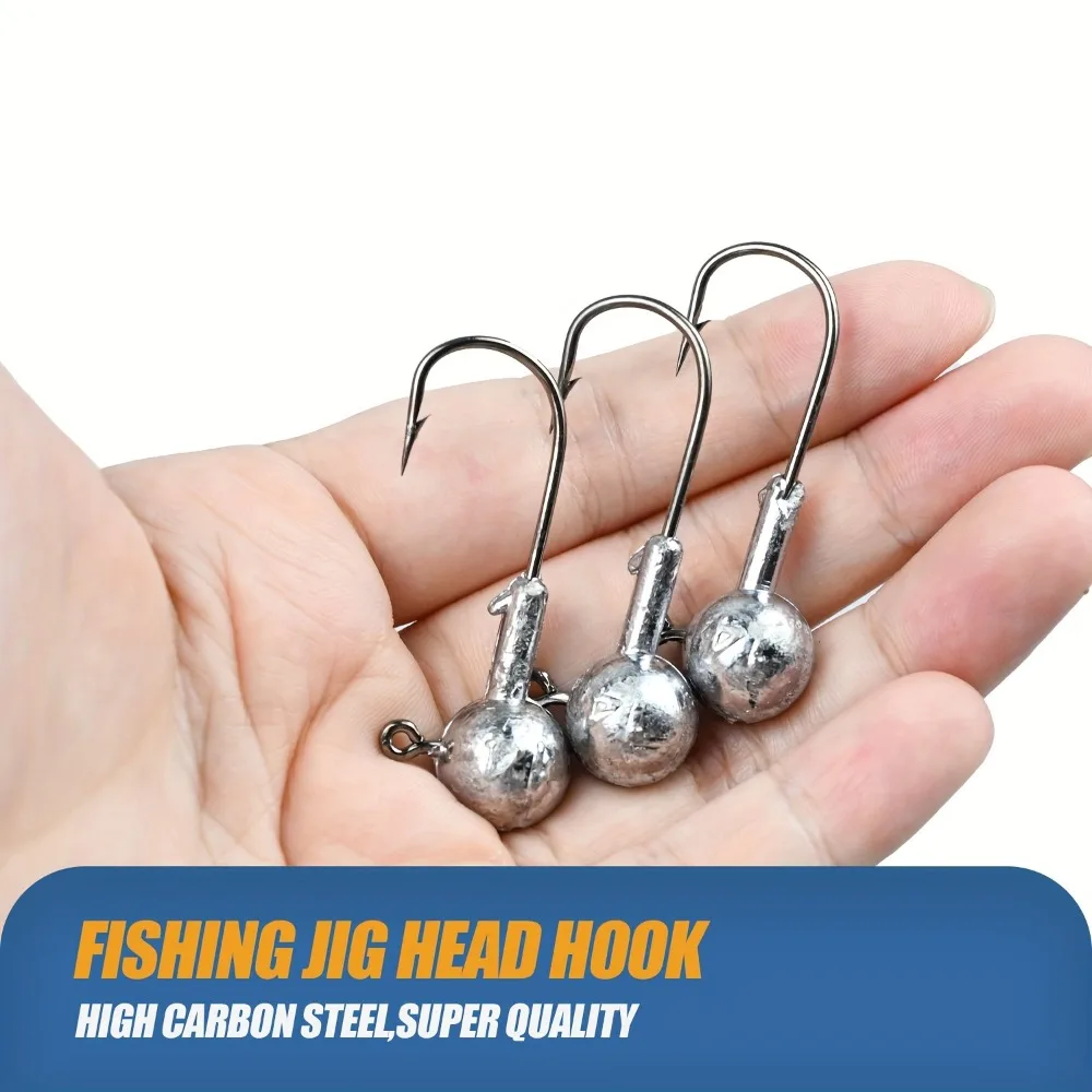 50/40/30/20 unids/lote anzuelo de pesca con cabeza de anzuelo de Metal 1g 1,5g 2g 3,5g 5g 7g 10g 20g anzuelos de Jigging para anzuelos de acero al carbono con señuelo suave - imagen 3