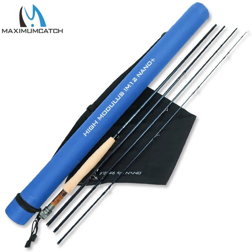Maximumcatch Nano caña de pescar con mosca IM12 40T + 46T Toray carbono acción rápida súper ligera con tubo adicional 3/4/5/6/7/8WT 8'4''/9' - imagen 3