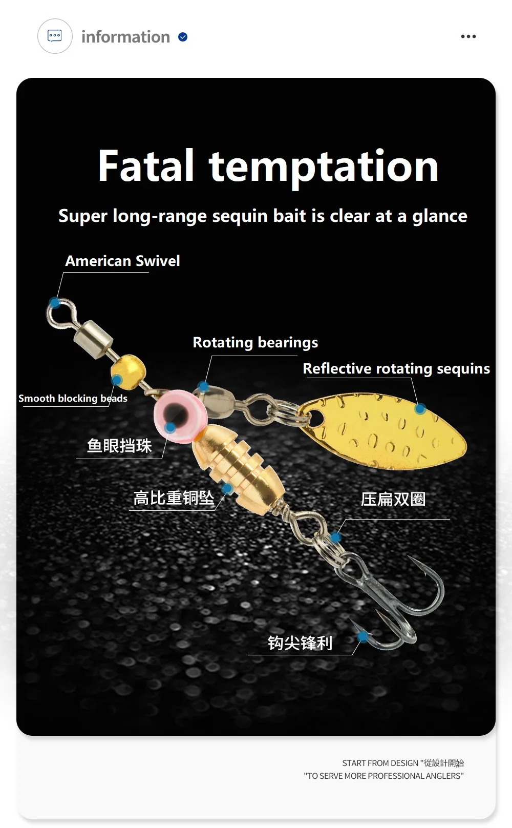 Experimente la emoción de atrapar con el cebo giratorio americano con puntas de bloqueador suaves y lentejuelas giratorias reflectantes para una visibilidad mejorada