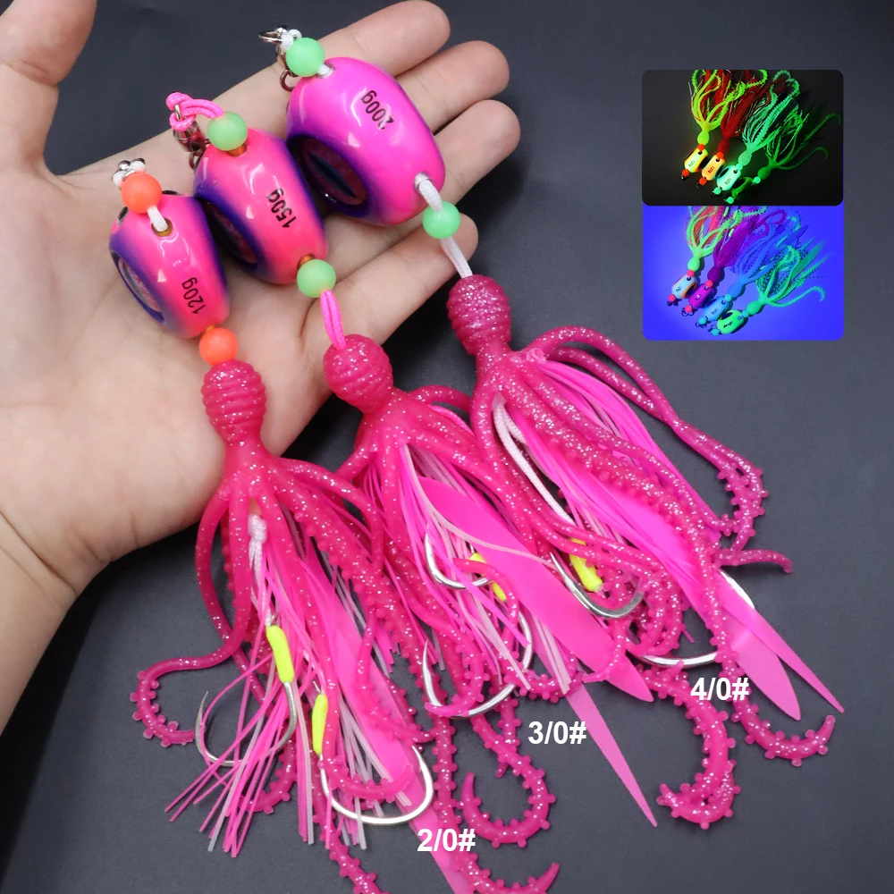 ZYZHE Jig Luminoso Señuelo pulpo suave para pesca en barco - imagen 4