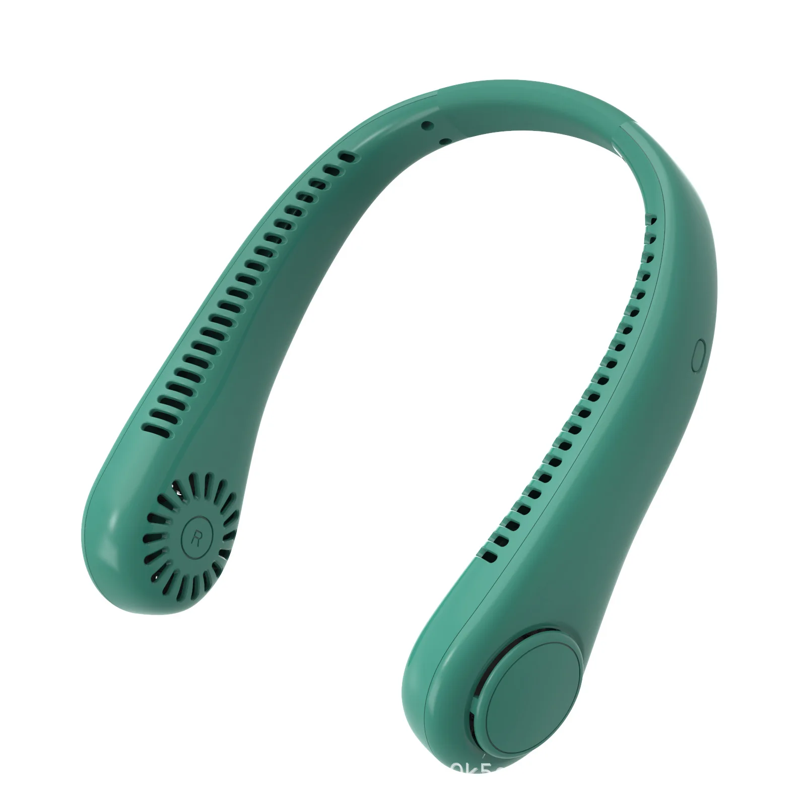 Un elegante ventilador de cuello verde diseñado para la comodidad y el estilo