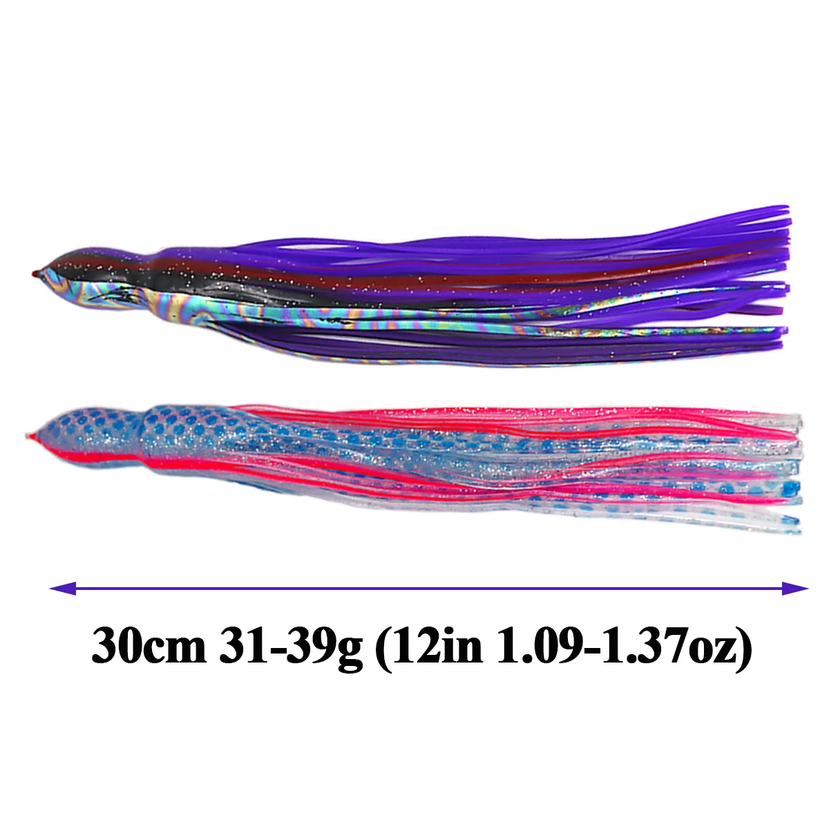 10 Piezas de Señuelos de Pesca de Calamar de PVC Suave de 12 Pulgadas, Señuelos Artificiales de Pulpo, Falda de Repuesto para Pesca de Marlin con Curricán - imagen 4