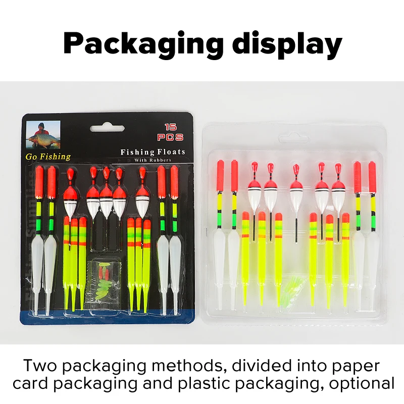 Juego de flotador de Pesca, boya Vertical profesional de 15 piezas con barra luminosa, señuelo multifunción, aparejos de Pesca flotante para Pesca de carpa - imagen 5
