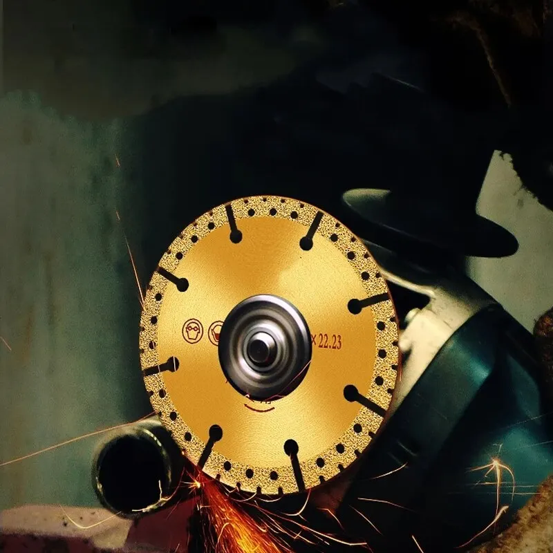 Hoja de sierra amarilla de diamante soldada al vacío, herramienta eléctrica multiusos de acero y aluminio de refuerzo de hierro fundido, piedra metálica de acero de 4,5 pulgadas - imagen 2