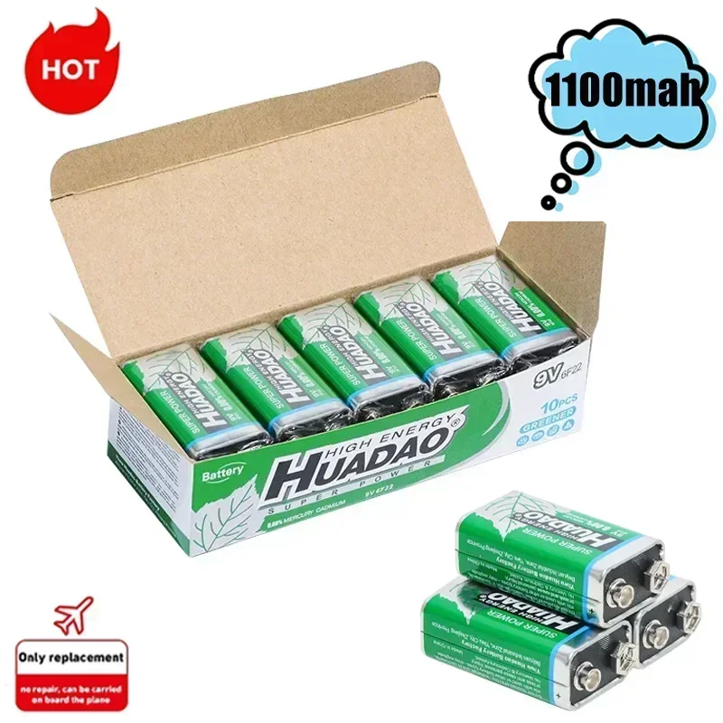 Pila 9V 6F22 de carbono para multímetro, alarma y micrófono - imagen 4