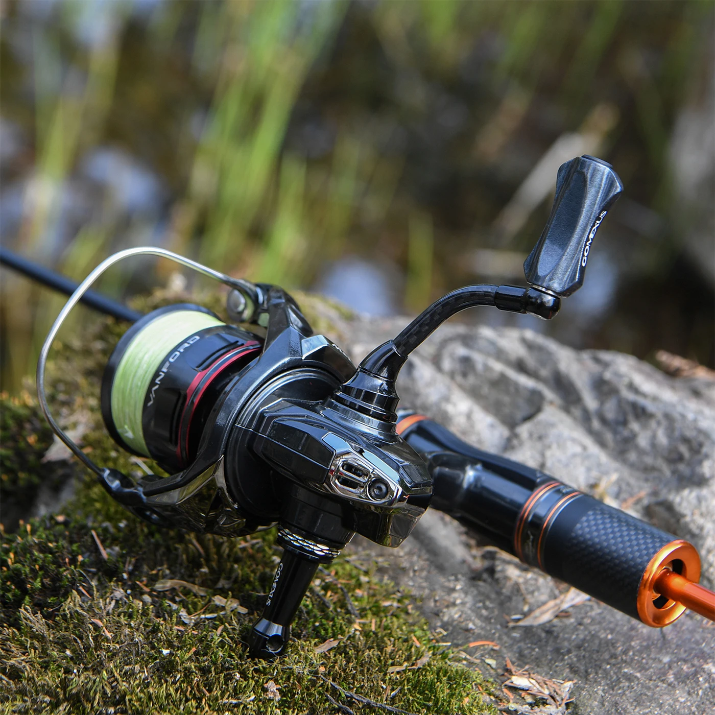 Perilla de aluminio Gomexus de 35mm con mango único de 18mm para carrete de juego Shimano Stradic FL Stella Vanford Vanquish Exsence Sephia Light - imagen 2