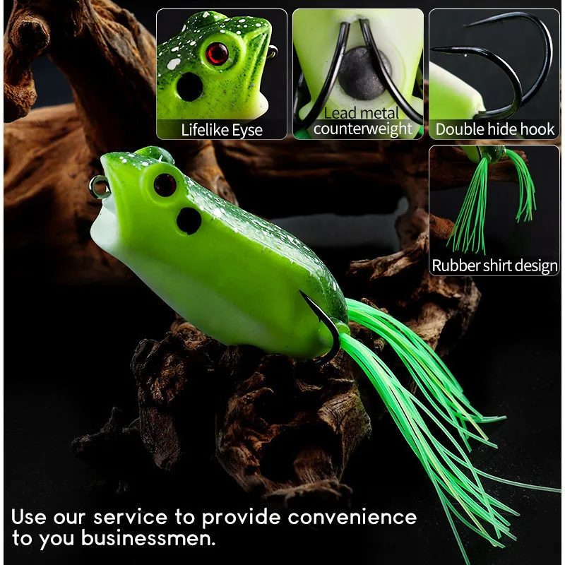Señuelo flotante de rana Popper para pesca, cebo suave para lubina, cabeza de serpiente, salmón, trucha, bagre, 6,8 cm/10g - imagen 3