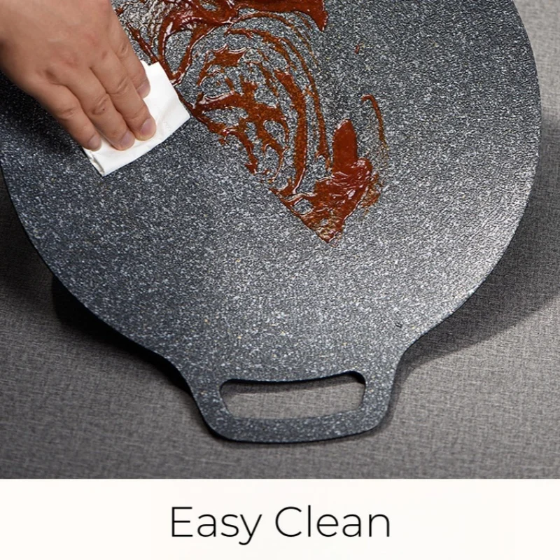 Plancha de hierro fundido para barbacoa, sartén con guantes resistentes al calor y Clips para comida, bandeja para hornear al aire libre para Picnic y Camping, 30/36/41cm - imagen 5