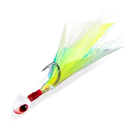 Jig Head plumado con Mylar Flash para lubina y trucha