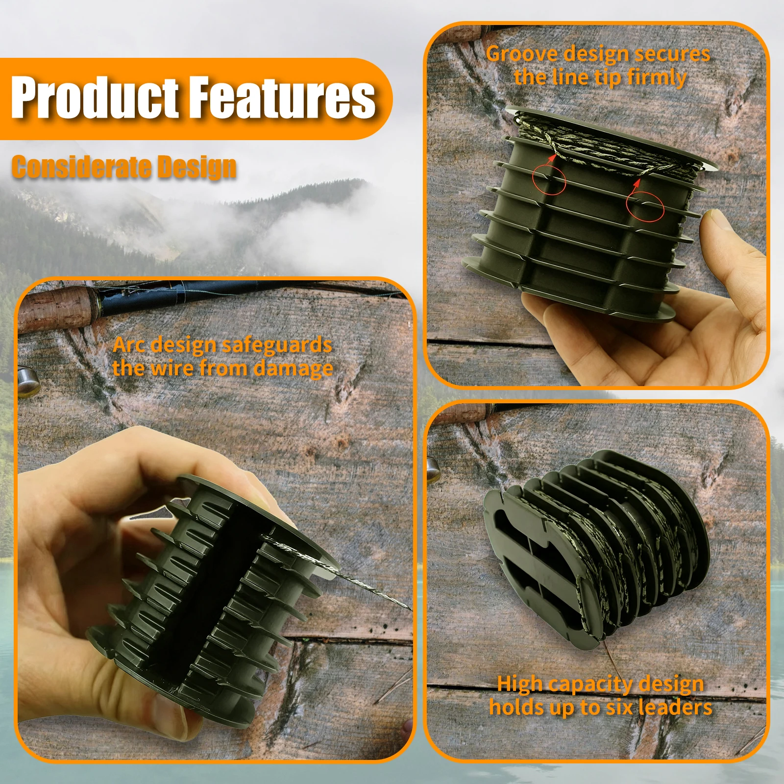 Estuche Heli-Safe para líderes de carpa – 6 compartimentos anti-enredos - imagen 4