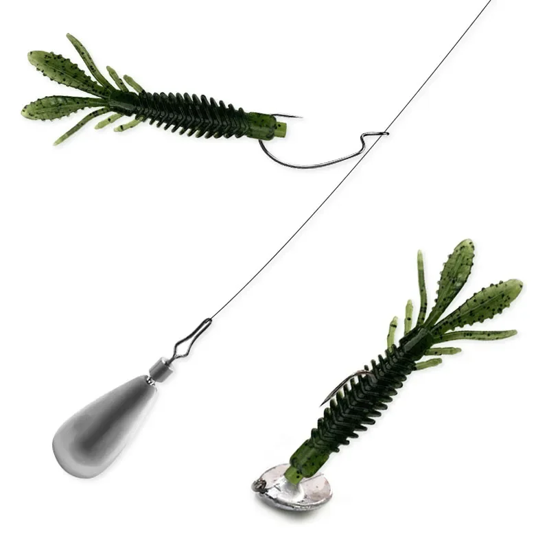 10 Uds Wobblers flotantes cebo suave de camarones 7cm 2g olor a pescado con sal gusanos de silicona señuelo de pesca plantilla giratoria Twintail Señuelos de natación - imagen 4