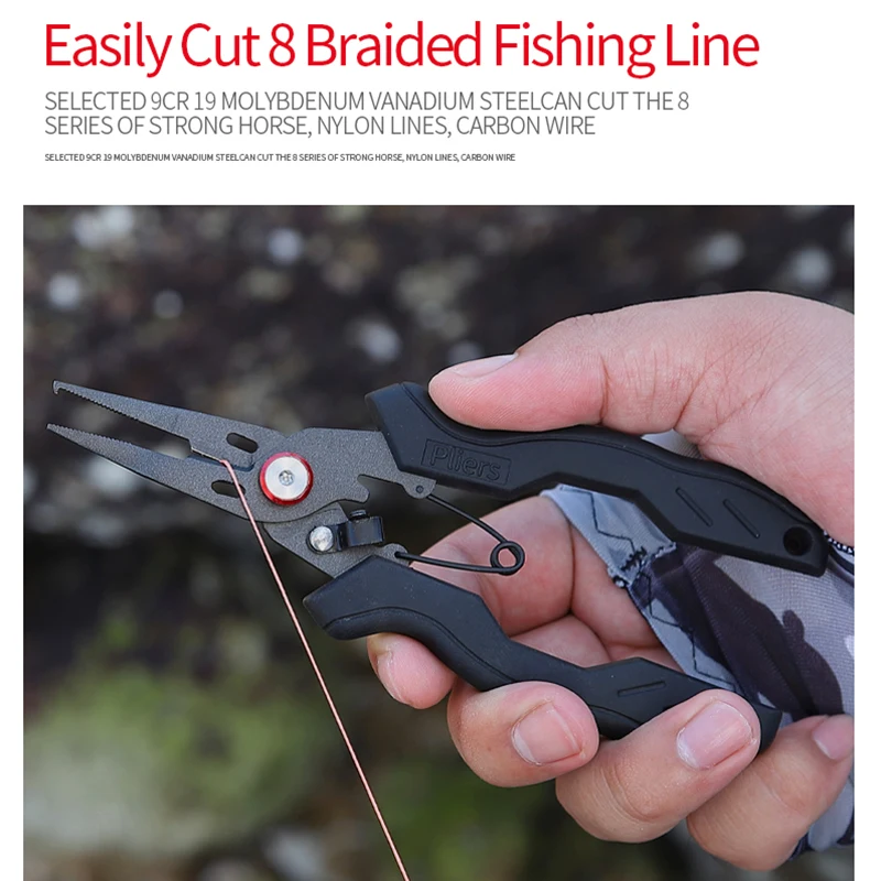 Alicates de pesca cortador de alambre de acero inoxidable para cortar anzuelos cortadores de trenza alicates de prensado removedor de anzuelos equipo de pesca - imagen 3