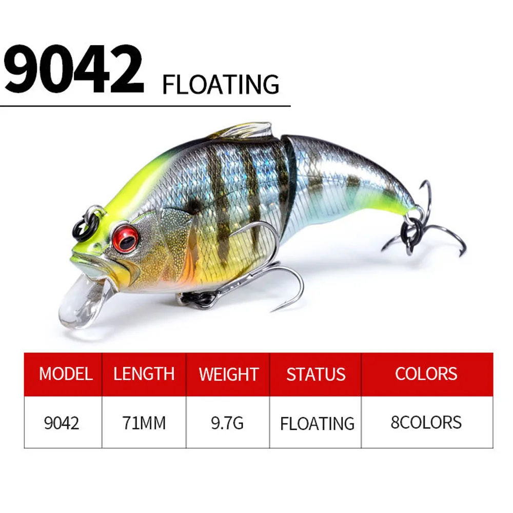 Señuelos de Pesca Minnow de 2 secciones, 71mm, 9,7g, cebo Artificial flotante de fundición larga, Lucio, lubina, Wobblers, suministros de Pesca Isca - imagen 5