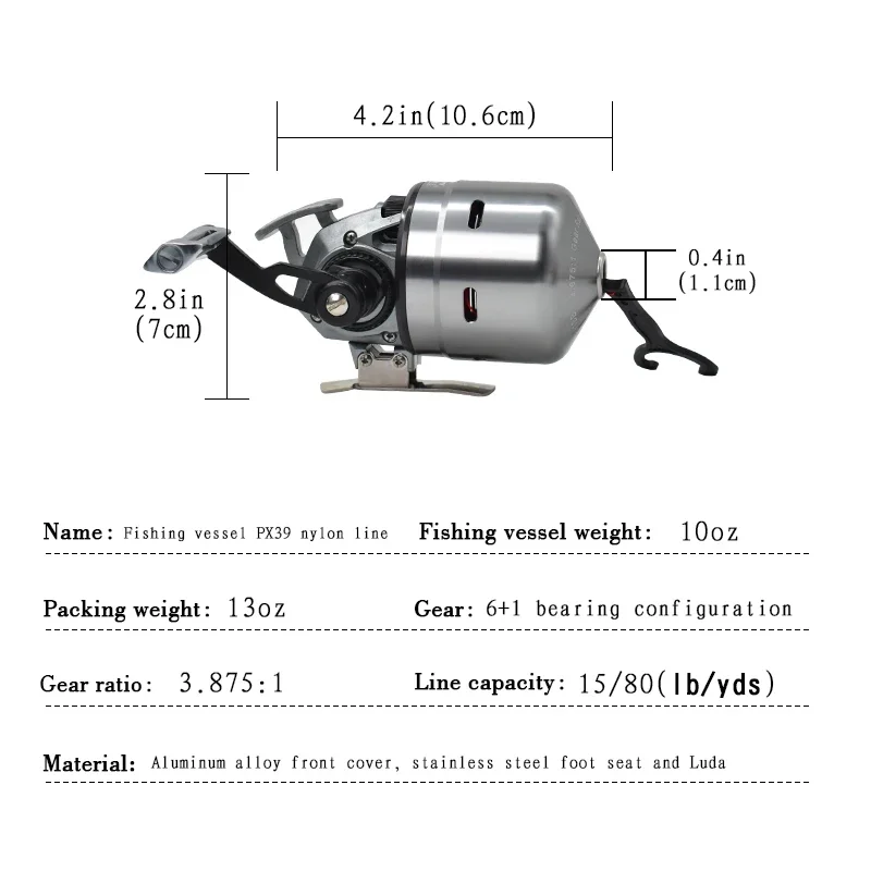 Rueda de pesca cerrada profesional de alta calidad PX39, rueda de pesca de Metal de aleación de aluminio de alta resistencia, rueda de pesca con tirachinas - imagen 3