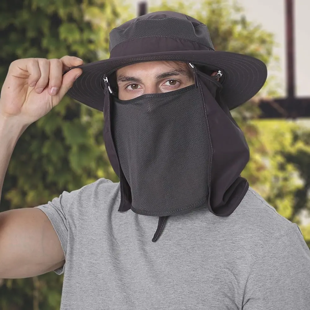 Sombrero de ala ancha para hombre y mujer, sombrilla de pescador, impermeable, a prueba de viento, protección solar UV, sombrero de cubo para exteriores - imagen 5