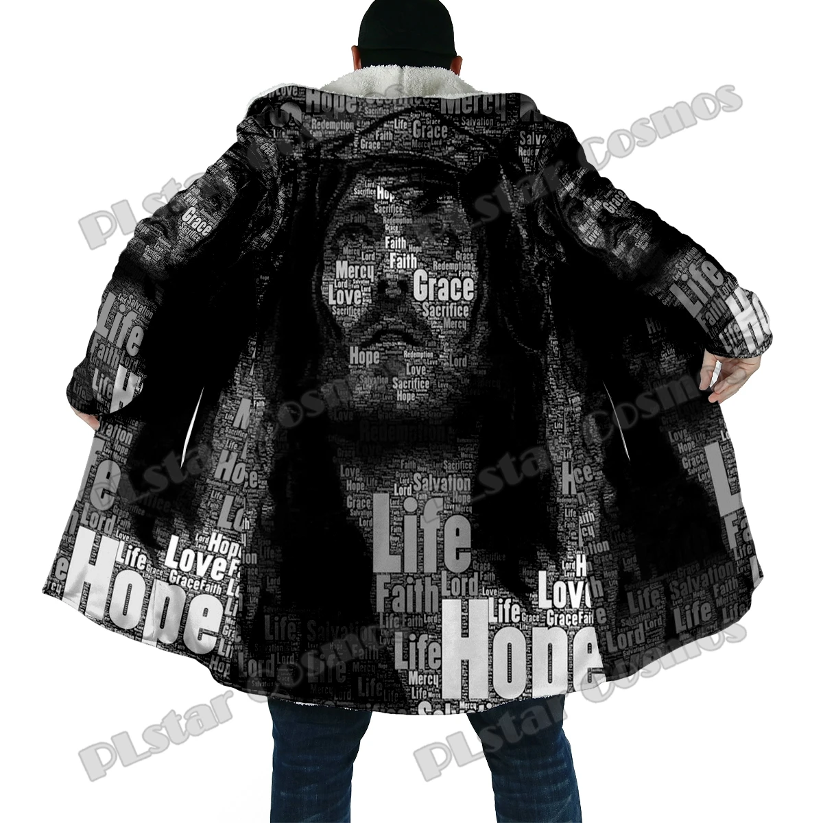 DP65 Capa de pesca invierno con capucha lana gruesa – calavera 3D