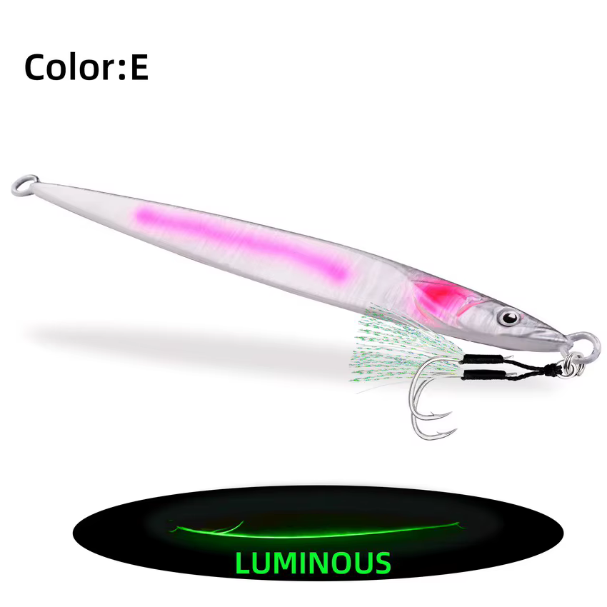 5 uds nuevo 80g 150g 250g 300g largo hundimiento rápido Jigging señuelo de pesca fundición plantilla luminosa señuelo pesca de mar Trolling aparejos de Jigging