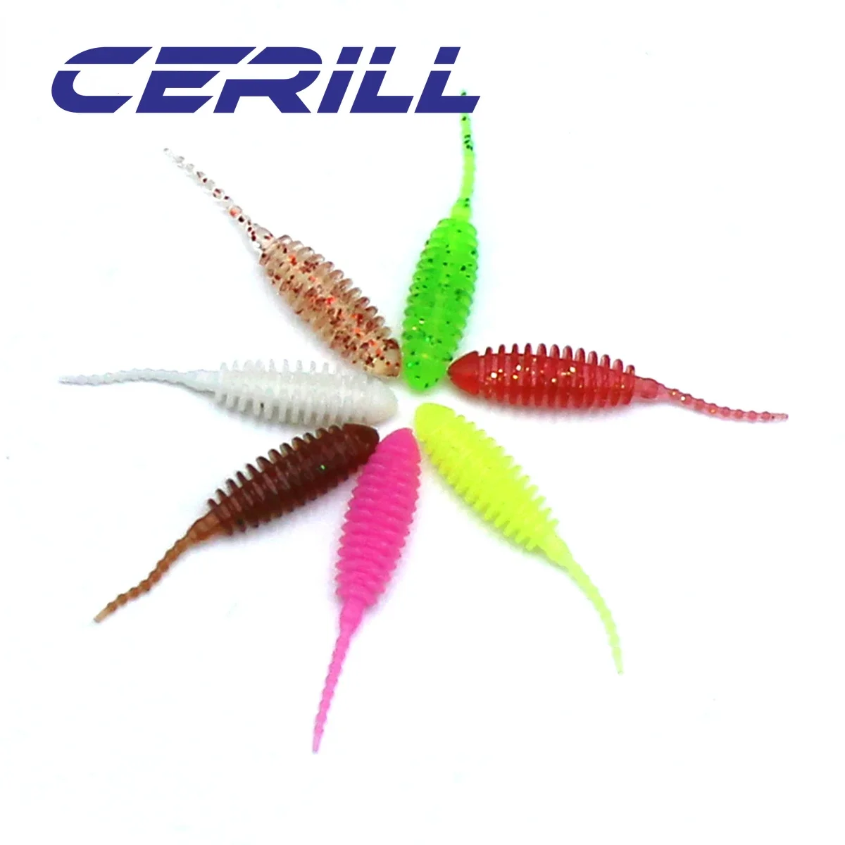 Cerill 20 piezas 35mm pequeño señuelo de pesca suave cebo de gusano Artificial aguja cola lubina carpa Mini Rockfish Jigging Wobbler Swimbait - imagen 5