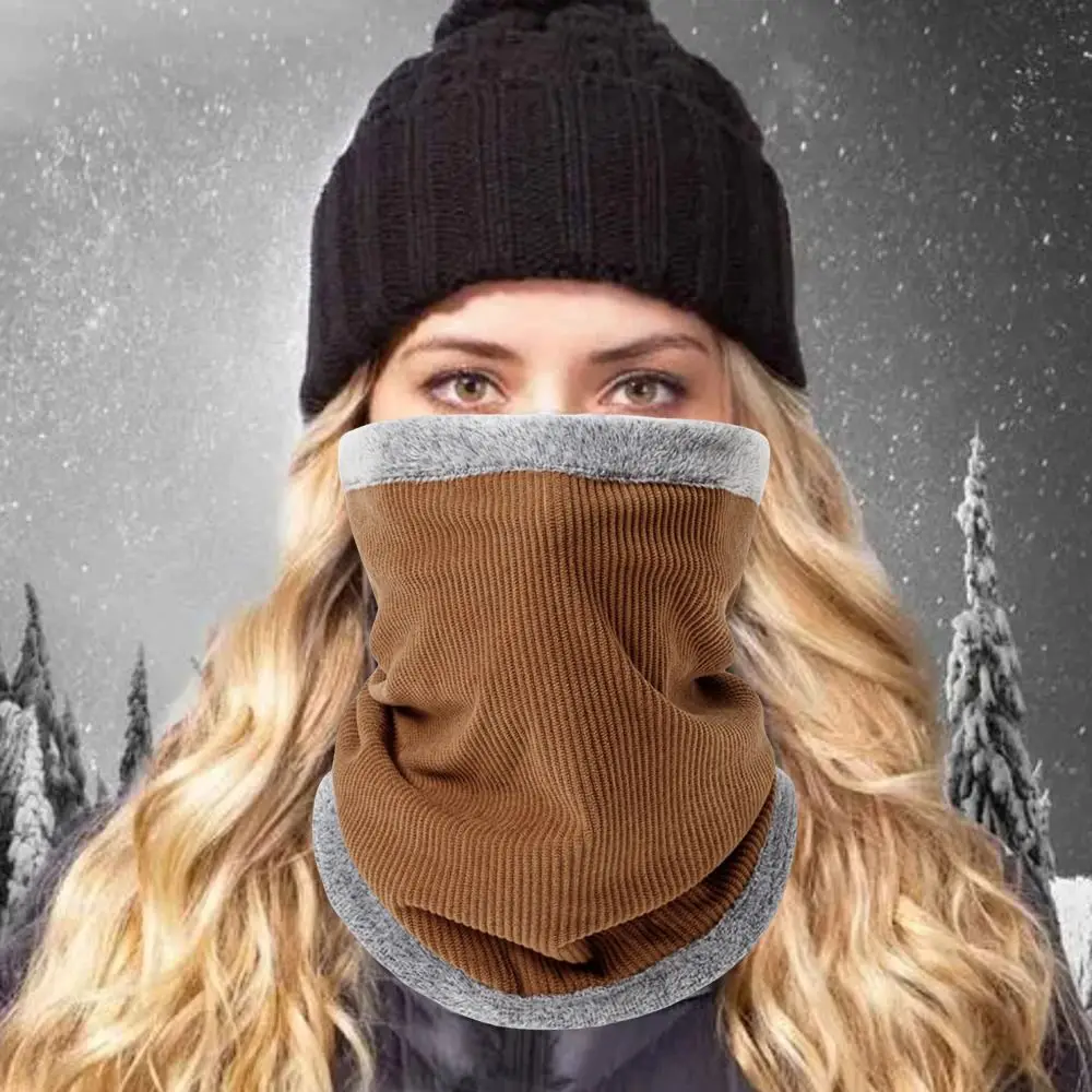 Bufanda con cordón a prueba de viento, cubierta de cuello de punto multifuncional gruesa, calentador de cuello de felpa para exteriores, nuevo - imagen 4