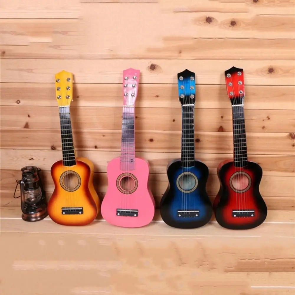 Guitarra infantil de madera maciza, perilla de cuerda ajustable clásica, instrumento de juguete para niños, alta calidad de sonido, multicolor - imagen 4