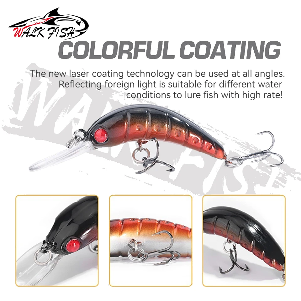 WALK FISH Minnow-señuelo de Pesca flotante, cebo duro Wobbler, Crankbait, carpa, lubina a rayas, aparejos de Pesca SwimBait, 3,5 cm, 2,5g - imagen 4