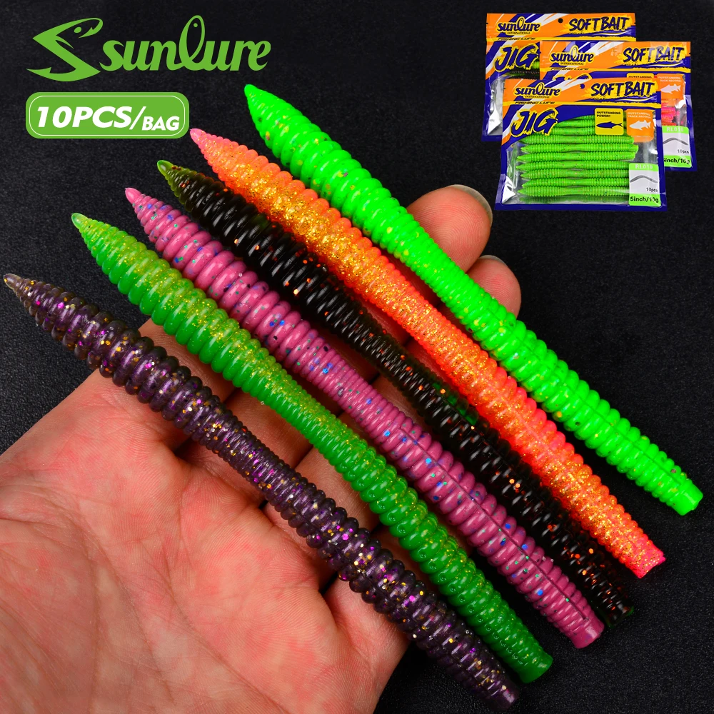 Señuelo de vinilo Sunlure – Gusano acanalado realista para trucha y mero - imagen 3