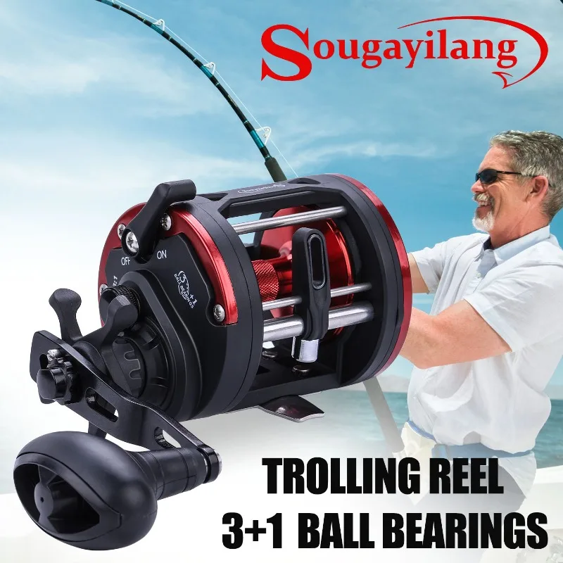 Carretes trolling Sougayilang de aluminio para agua salada 3+1BB