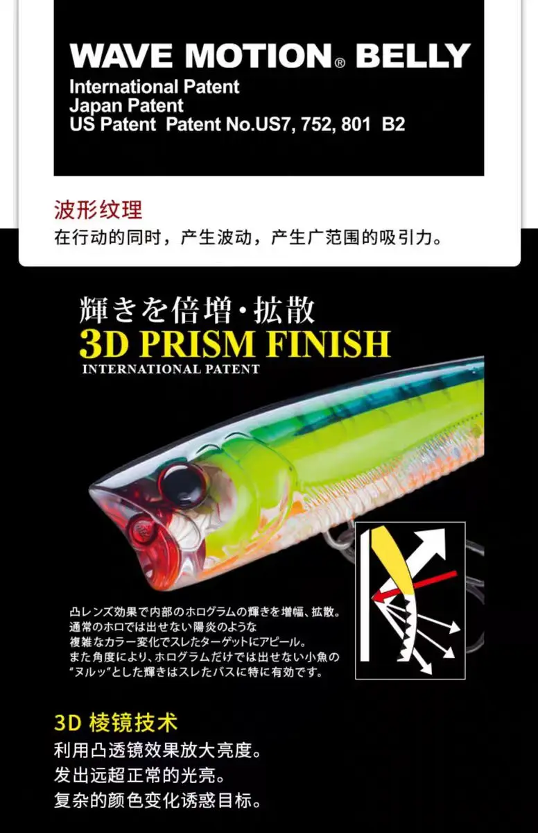 Japón Youzhu YO-ZURI sistema de superficie de agua escalada de ondas refracción de prisma 3D R1101 señuelo cebo falso cebo duro - imagen 5