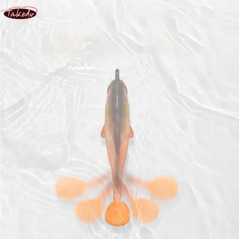 TAKEDO BZ01 LIVE SHAD plantilla de pesca señuelo Jig pez plomo cabeza de plomo con cola en forma de T PVC señuelos blandos señuelo de pesca ojos 3D - imagen 4