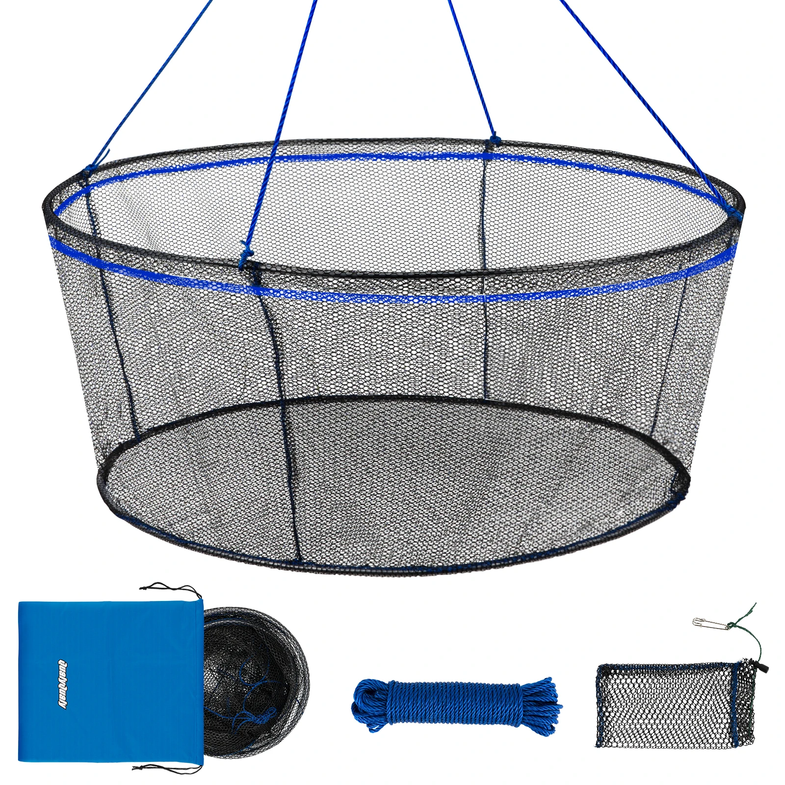 Red de lanzamiento plegable para camarones y cangrejos en muelles