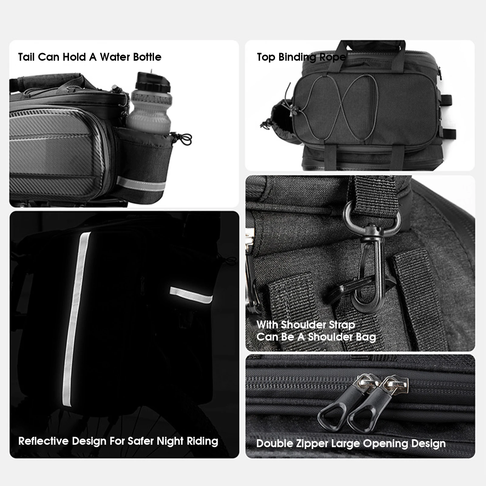 Bolsas para SILLÍN de bicicleta, portaequipajes trasero para montar en montaña, viaje, maletero de bicicleta, bolsa para asiento, portador con Reflector, bolsas para bicicleta para portaequipajes trasero - imagen 3