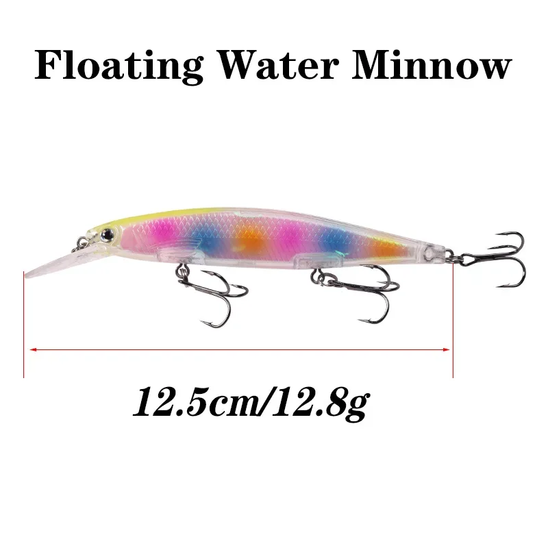 Señuelo de pesca Minnow, 12,5 cm, 12,8g, Wobbler de plástico, cebo duro Artificial con gancho para lubina, carpa, Lucio, aparejos de pesca Crankbait, 1 ud. - imagen 3