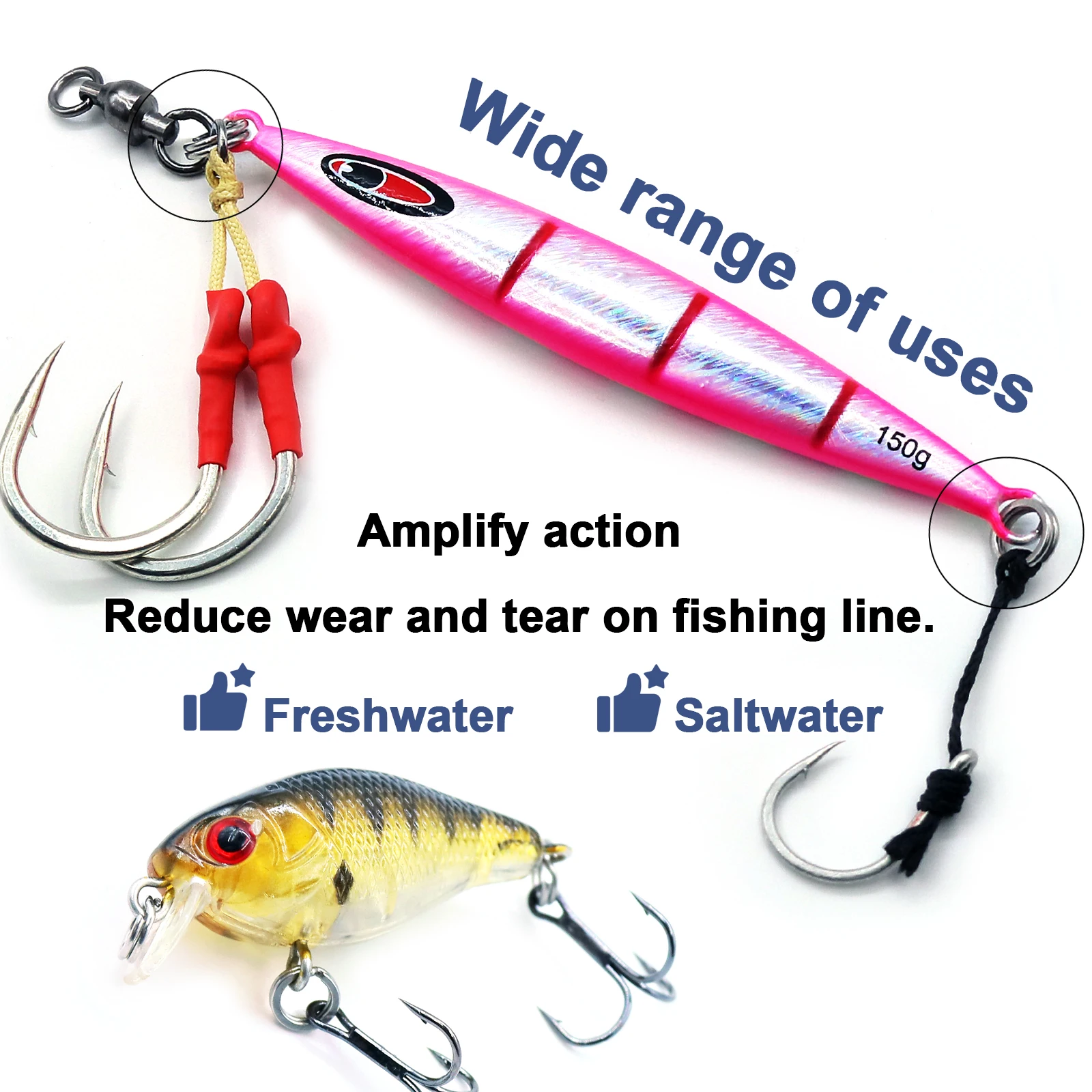 9KM 30 Uds anillos divididos pesca anillos de señuelo de acero inoxidable conectores de aparejos terminales de agua salada - imagen 5