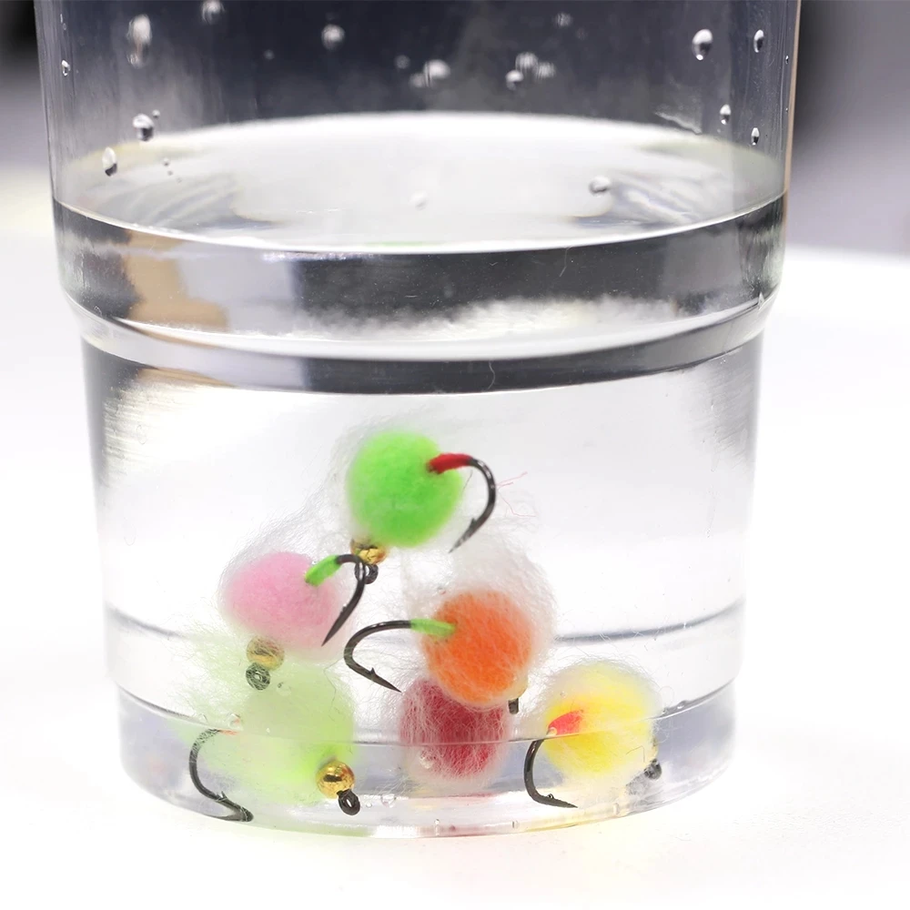 Wifreo 8PCS # 12 cabeza de cuentas de latón huevo mosca Glo insecto salmón pez ovillo hundimiento rápido moscas húmedas trucha señuelo Steelhead pesca señuelo cebo - imagen 5